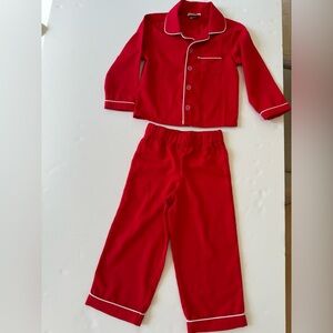 Kids The Beaufort Bonnet Co. Red with white trim pajama set - sz. 3T